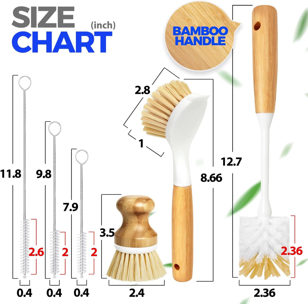 hanging hole for vertical storage and fast drying; 12.7" long handle for reach and leverage