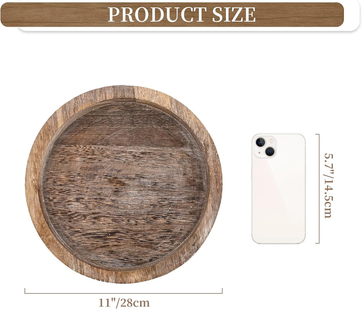 Hanobe Round Wooden Tray – Minimalist Coffee Table Centerpiece for Intentional Living