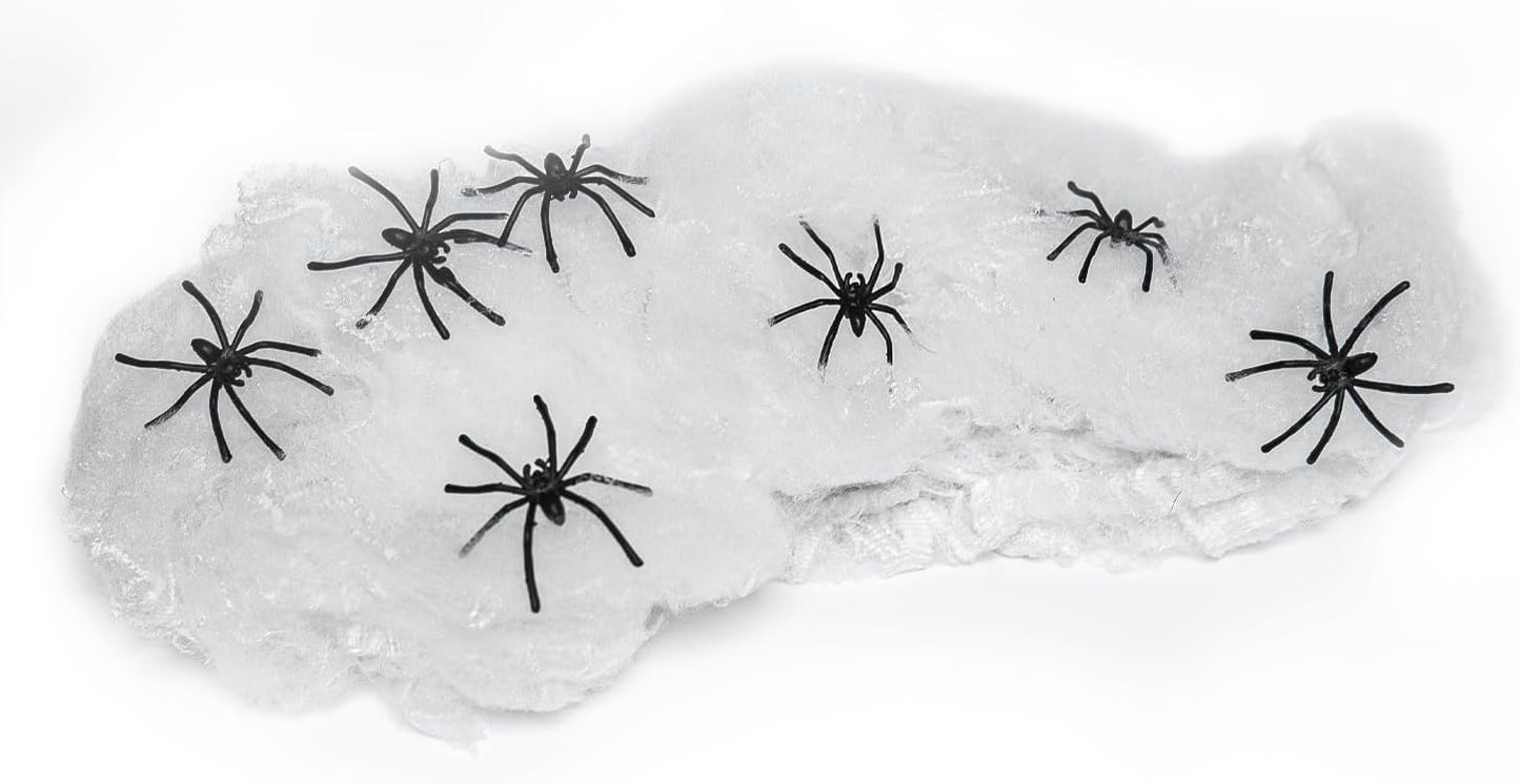 Happy Hippo Halloween Spider Web Decoration – Living Room and Bedroom Aesthetic, Stretchy Indoor Cobweb for Cozy Fall Ambiance