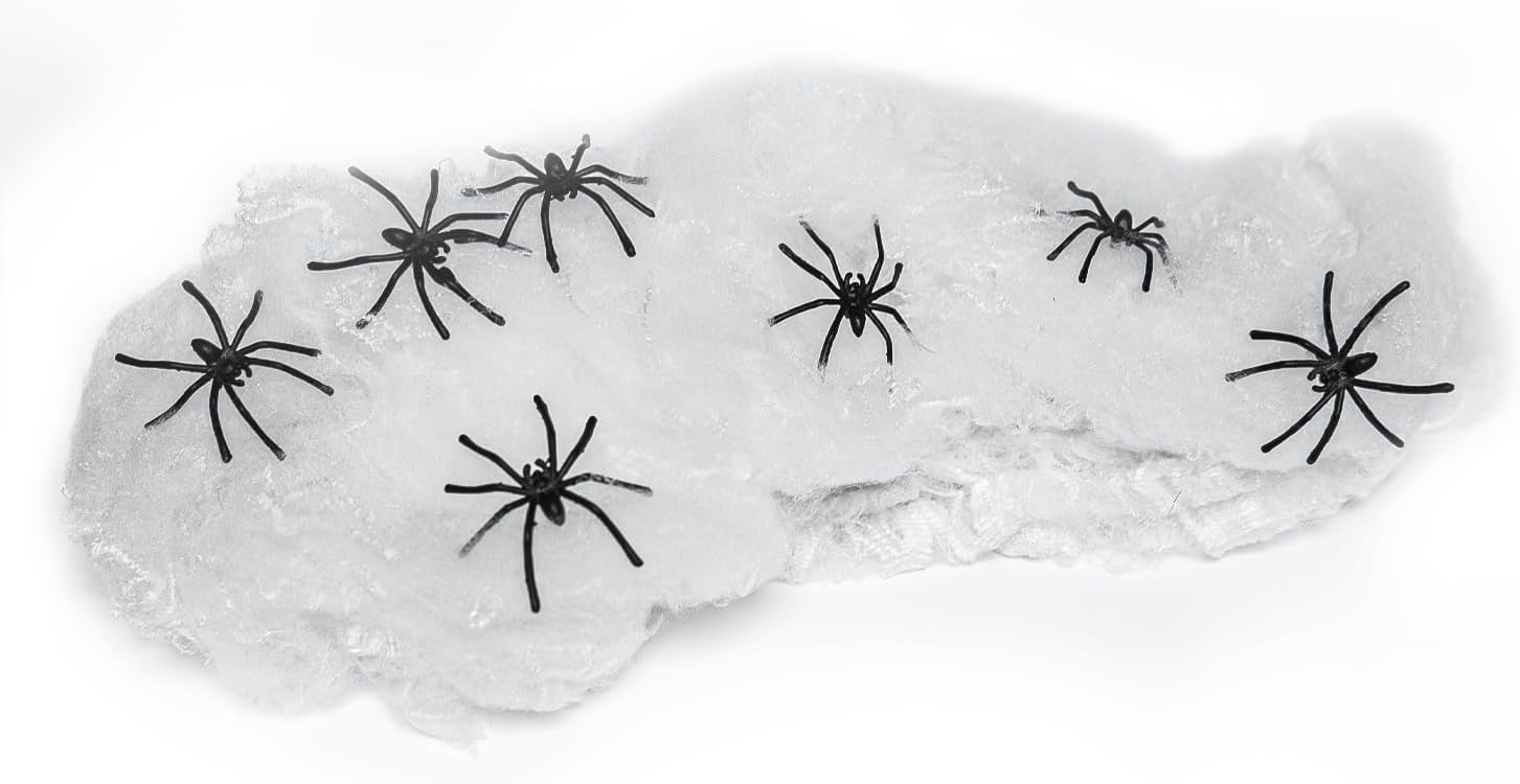 Happy Hippo Halloween Spider Web Decoration – Living Room and Bedroom Aesthetic, Stretchy Indoor Cobweb for Cozy Fall Ambiance
