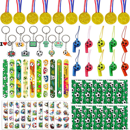 Happyhapi Soccer Birthday Supplies – 10-Set Kids Party Favor Kit with Keychains, Tattoos, and Bags for Nursery and Playroom Gatherings