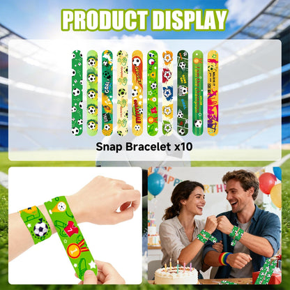 Happyhapi Soccer Birthday Supplies – 10-Set Kids Party Favor Kit with Keychains, Tattoos, and Bags for Nursery and Playroom Gatherings