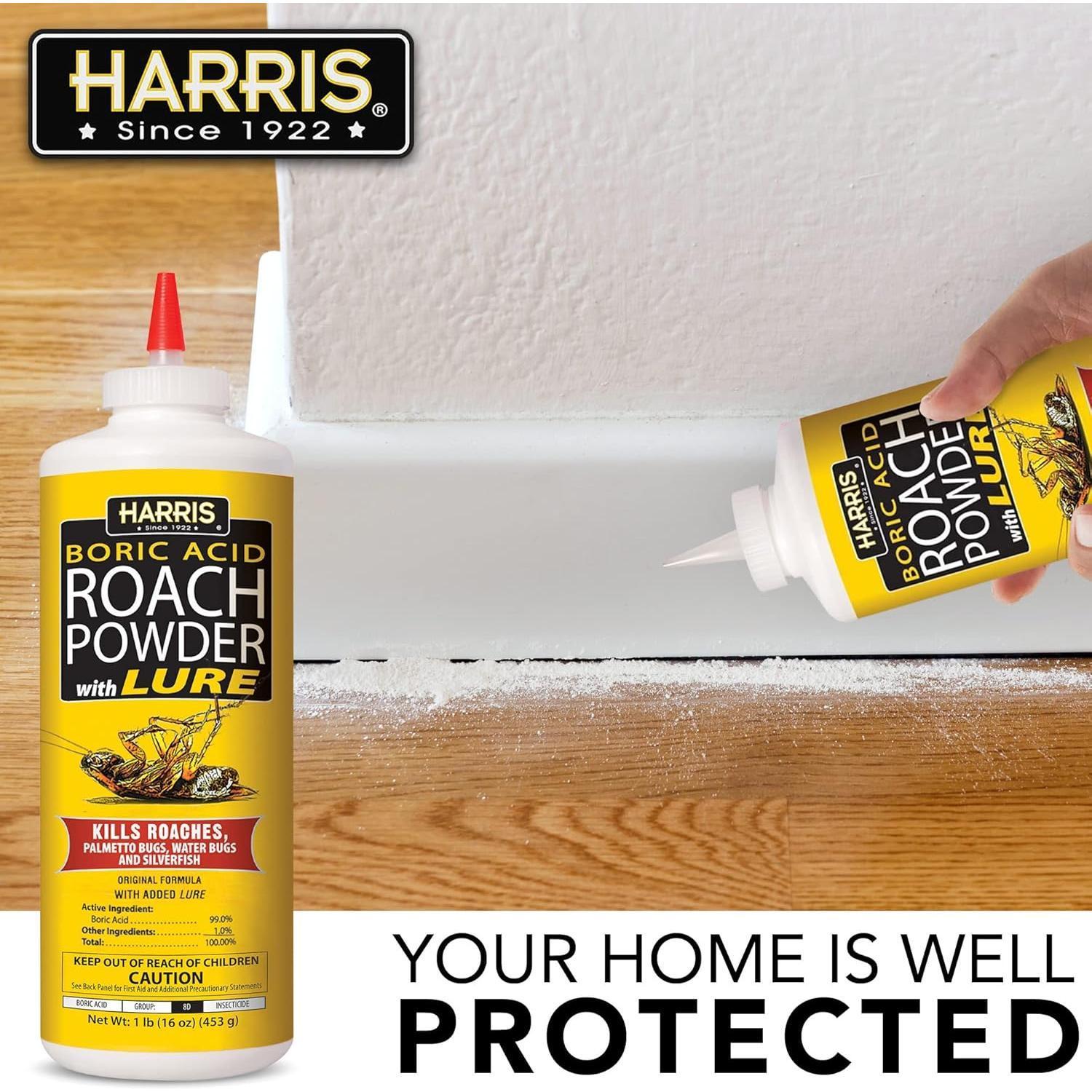 HARRIS Boric Acid Insect Powder with Lure – Non-Broadcast Bait for Apartment Bathroom Crevices