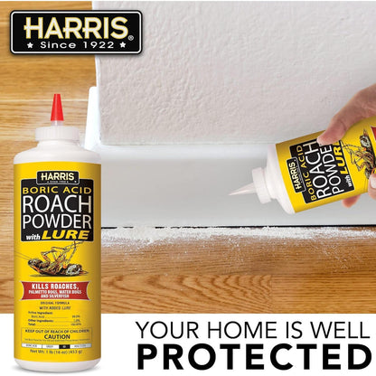HARRIS Boric Acid Insect Powder with Lure – Non-Broadcast Bait for Apartment Bathroom Crevices