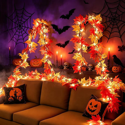 Harvest Lane – Pre-Lit Autumn Maple Garland, Hostess Gift for Thanksgiving Dinner Hostess