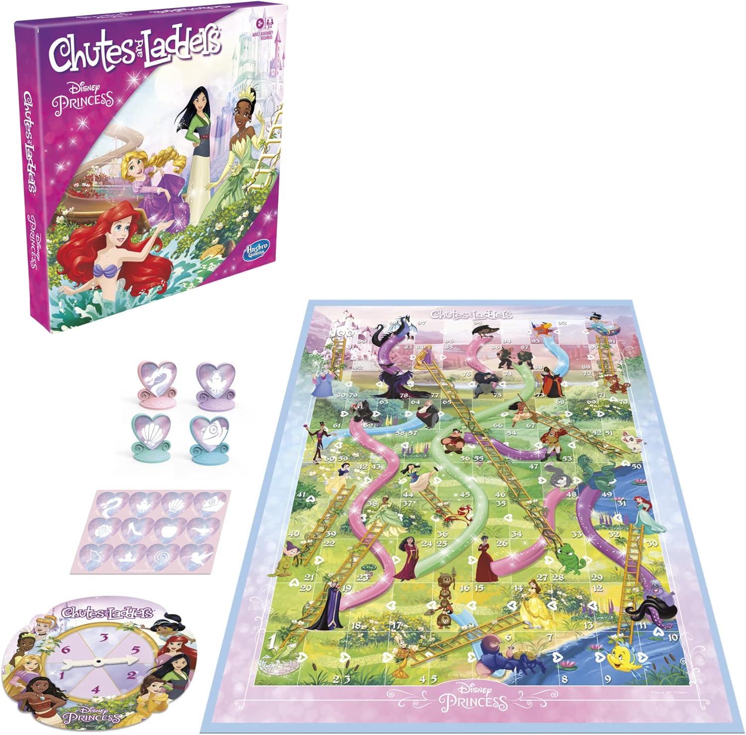 Hasbro Gaming Chutes and Ladders Disney Princess Edition – Thoughtful Birthday Gift for Preschool Girls Who Love Princesses, Holiday and Easter Basket Stuffer