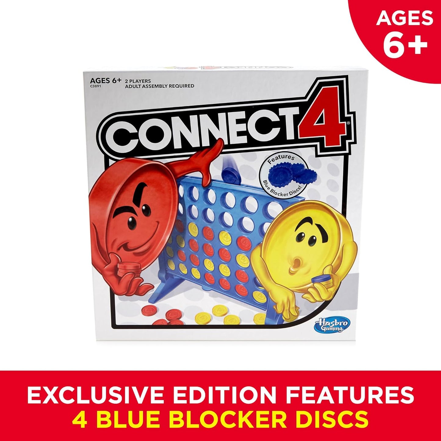 Hasbro Gaming Connect 4 Strategy Game for Kids Ages 6 and Up, Family Game Room Board for Two Players