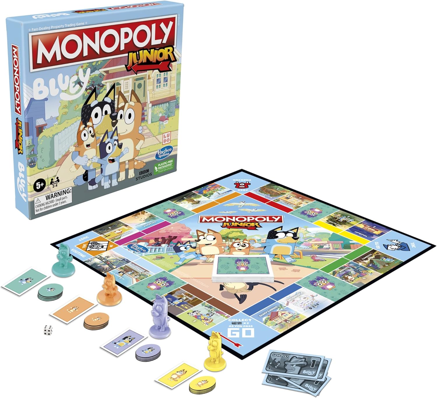 Hasbro Gaming Monopoly Junior Bluey Edition Board Game – Safe Playroom Activity for Kids Ages 5-8