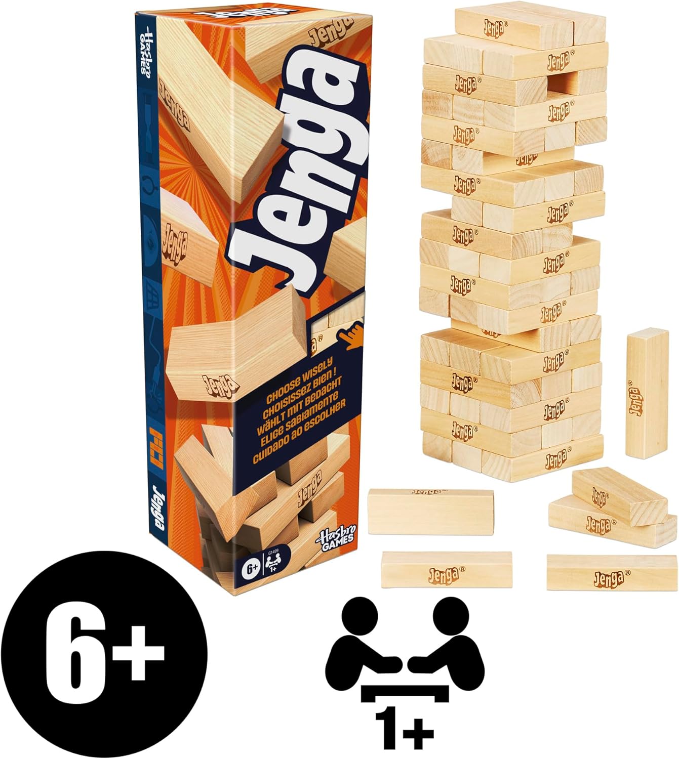 Hasbro Jenga Digital Die Game – Safe Indoor Family Game for Kids Ages 6+ and Playroom Stacking Fun