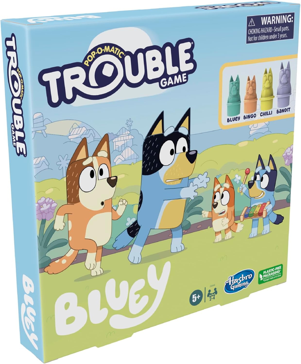 Hasbro Trouble: Bluey Edition Board Game for Kids Ages 5+, Safe Playroom Family Game with Pop-O-Matic Roller