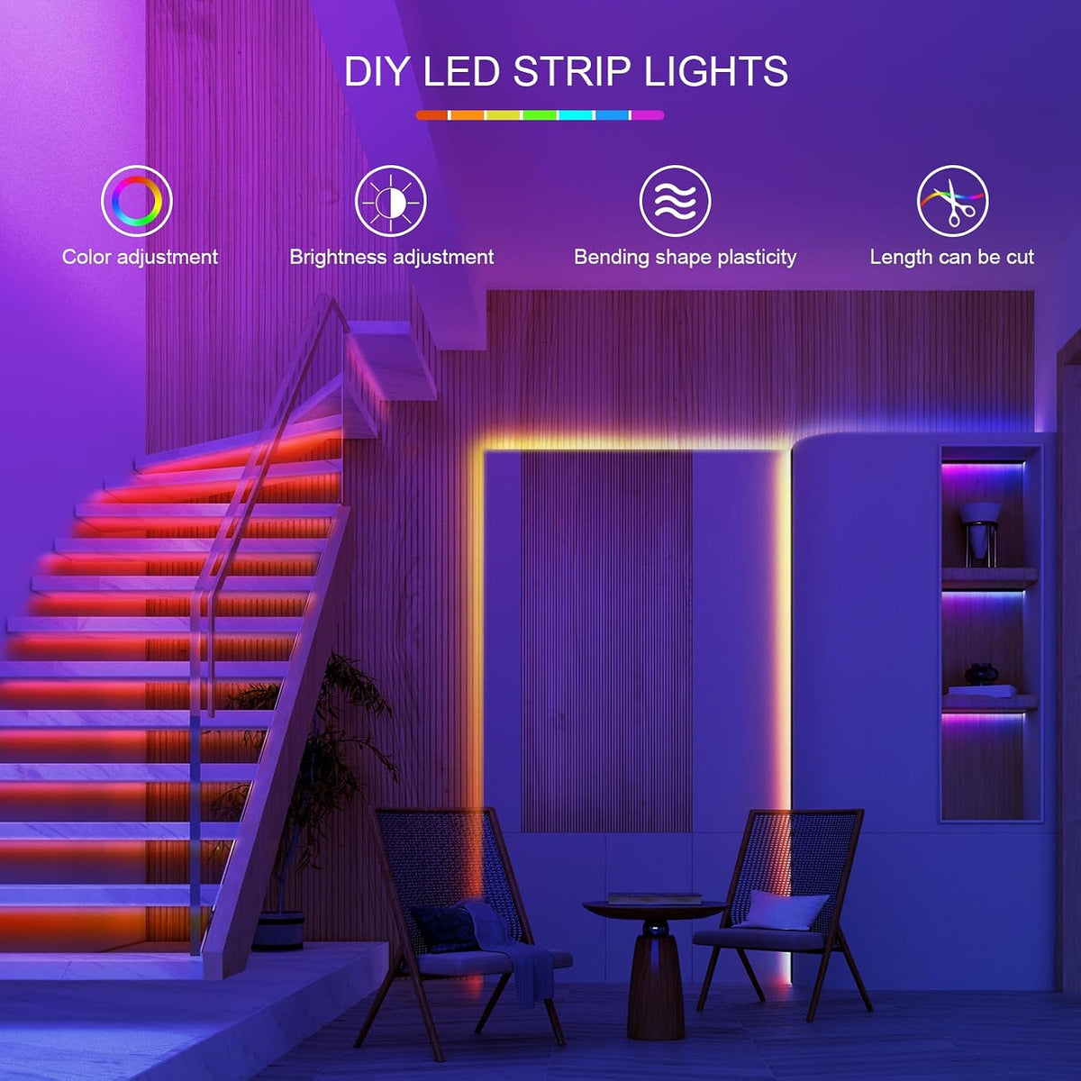 HBOWMDJIA 100ft LED Strip Lights for Bedroom Living Room Aesthetic, RGB Color Changing LED Lights with App and Remote for Cozy Home Ambiance