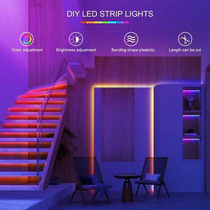 HBOWMDJIA 100ft LED Strip Lights for Bedroom Living Room Aesthetic, RGB Color Changing LED Lights with App and Remote for Cozy Home Ambiance