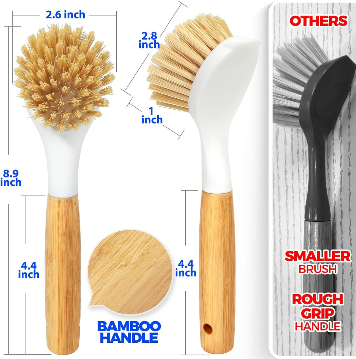 heat-resistant tough bristles specifically for cast iron cookware