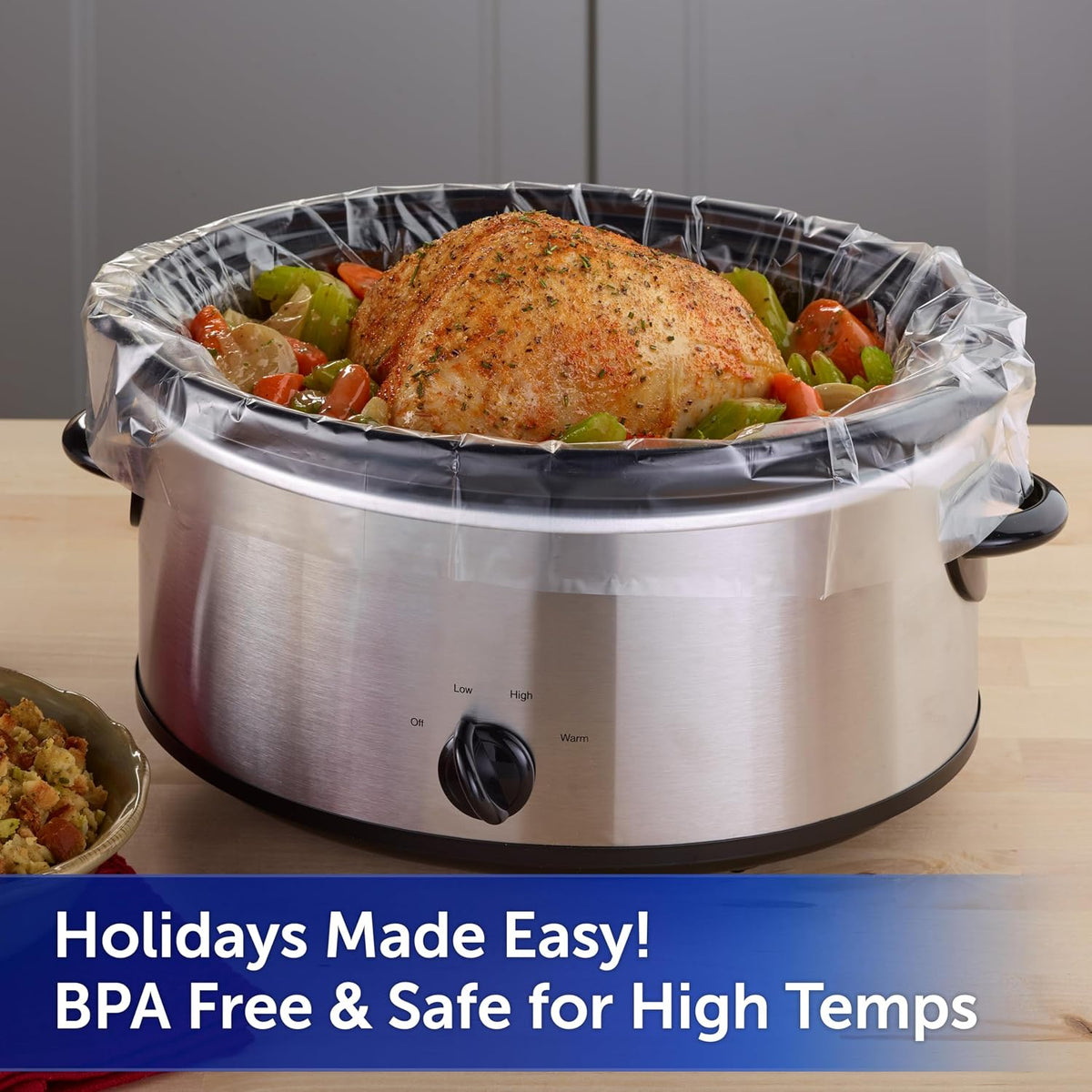 heat resistant up to 400°f for use on low, medium, and high slow cooker settings