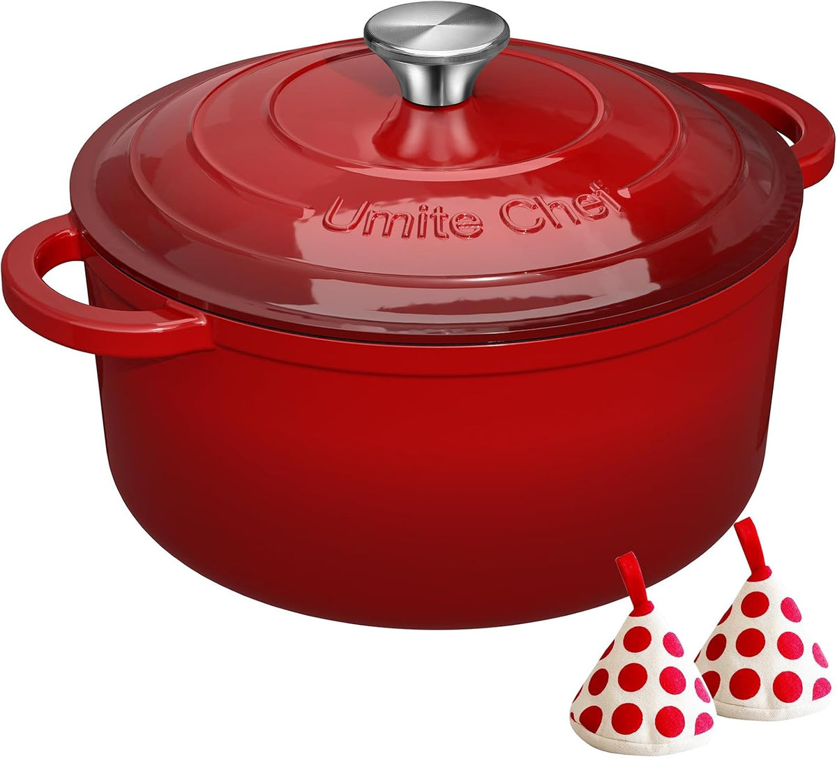 heavy-duty enameled cast iron construction with thickened walls for heat retention