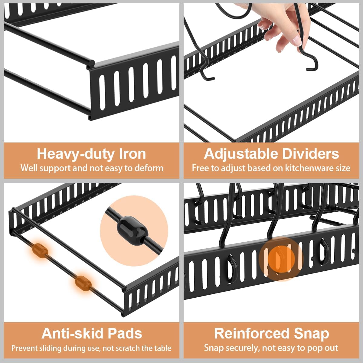 heavy-duty iron construction with powder-coated finish