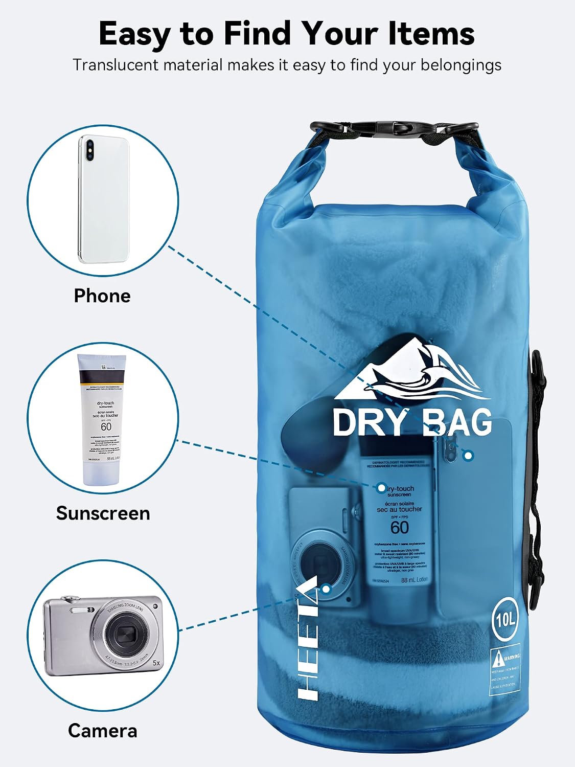 HEETA Heavy-Duty Dry Bag Gift Set with Phone Case for Adventurers and Travelers