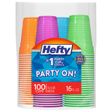 Hefty Party On Disposable Party Cups – Shatter Resistant Drinkware for Crowded Family Gatherings, Durable HIPS 76 Count