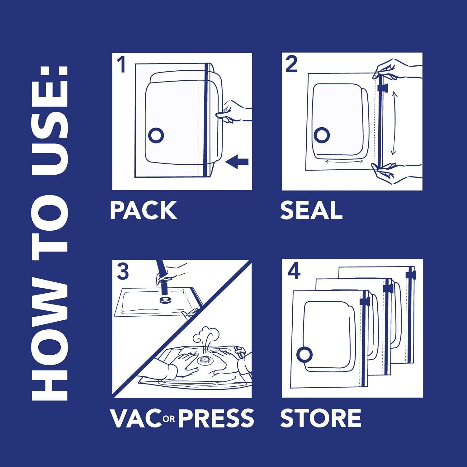 Hefty Shrink-Pak Reusable Vacuum Bags for Capsule Wardrobes, Reduce Clothing Volume in a Neutral Bedroom