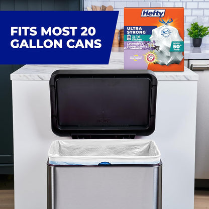 Hefty Ultra Strong 20 Gallon Trash Bags, Citrus Twist Scented Tall Drawstring Bags for a Fresher Wind-Down Kitchen Atmosphere