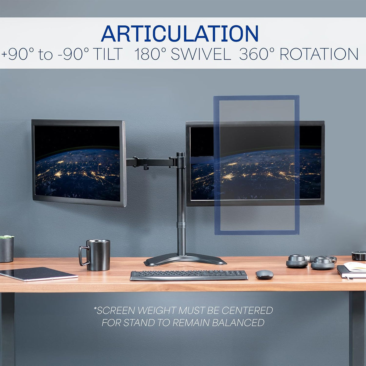 height adjustment along the center pole for custom eye-level positioning