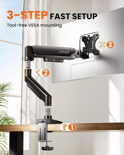 height adjustment up to 17.5" and reach up to 18.1" for precise eye-level positioning