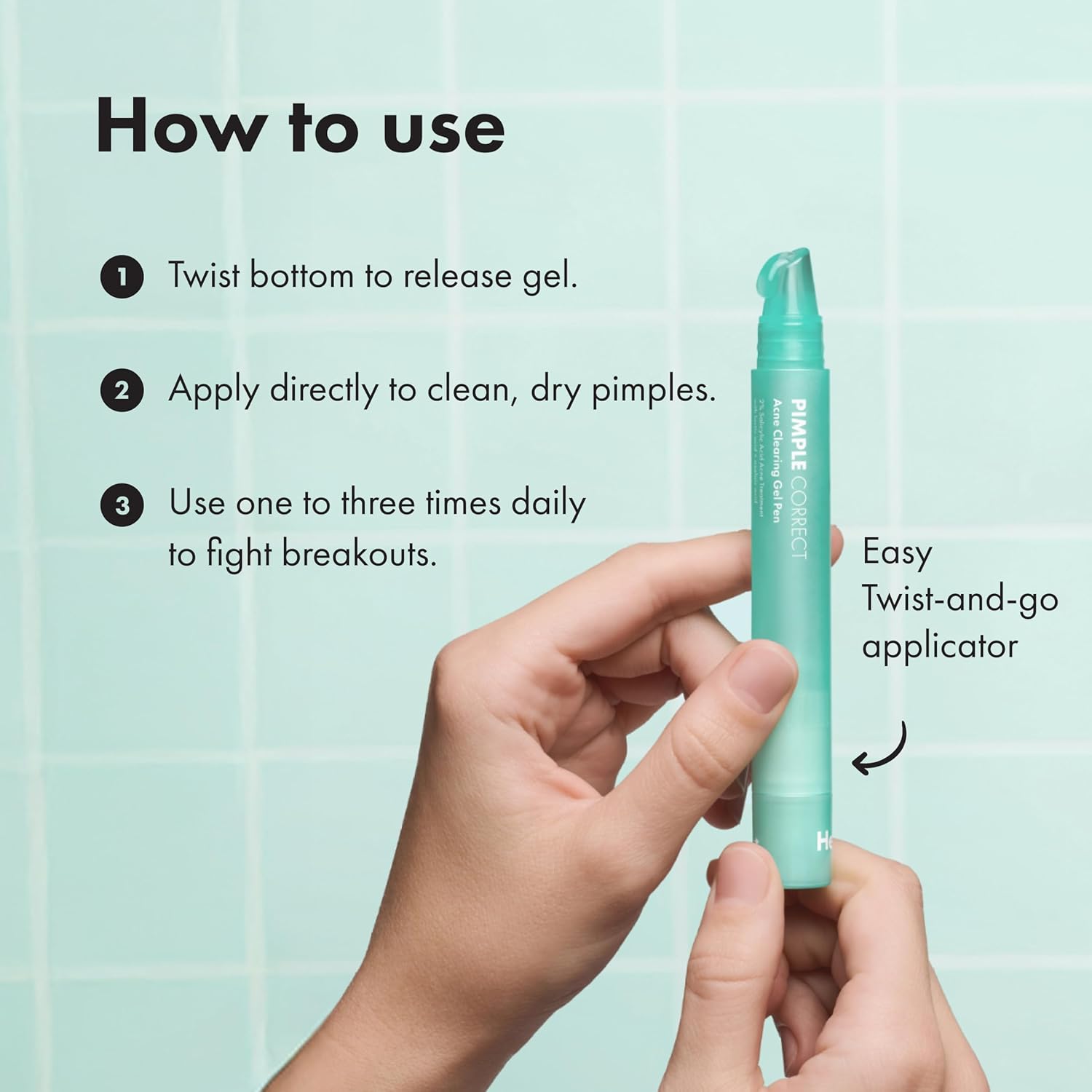 Hero Cosmetics Pimple Correct Acne Clearing Gel Pen - Clean Vanity Spot Treatment for Oily Skin, Slim Minimalist Twist Pen Design