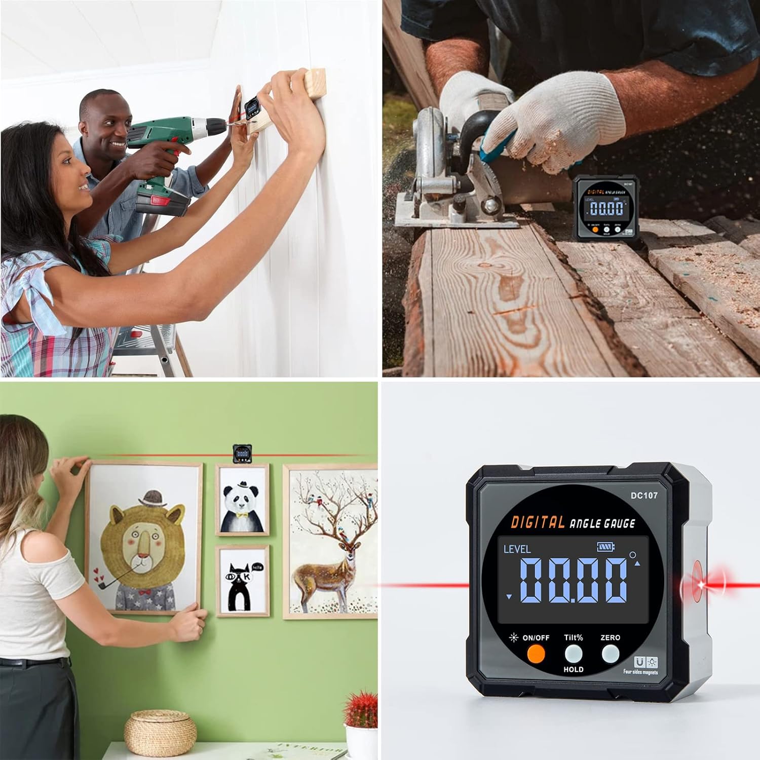 HERRMILL Digital Laser Angle Gauge - Portable Outdoor Measuring Tool for Driveway Slope Checks, Waterproof Magnetic Level Box