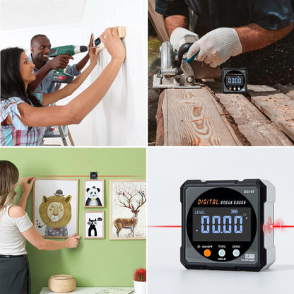 HERRMILL Digital Laser Angle Gauge - Portable Outdoor Measuring Tool for Driveway Slope Checks, Waterproof Magnetic Level Box