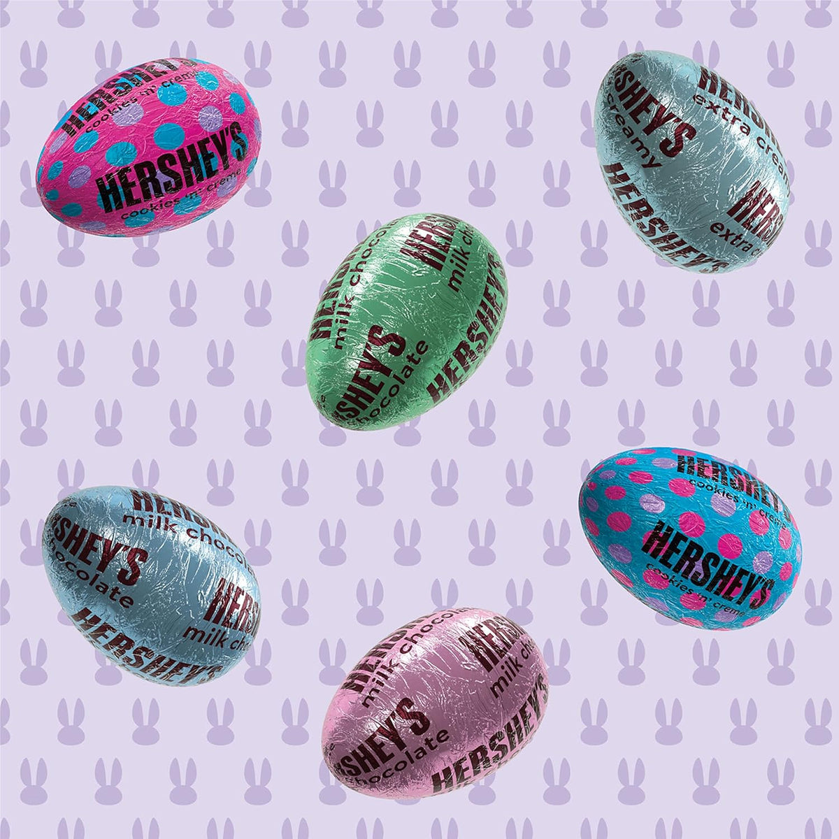 HERSHEY'S Pastel Foil Wrapped Assorted Easter Eggs – Spring Centerpiece Bowl Candy for Dining Table