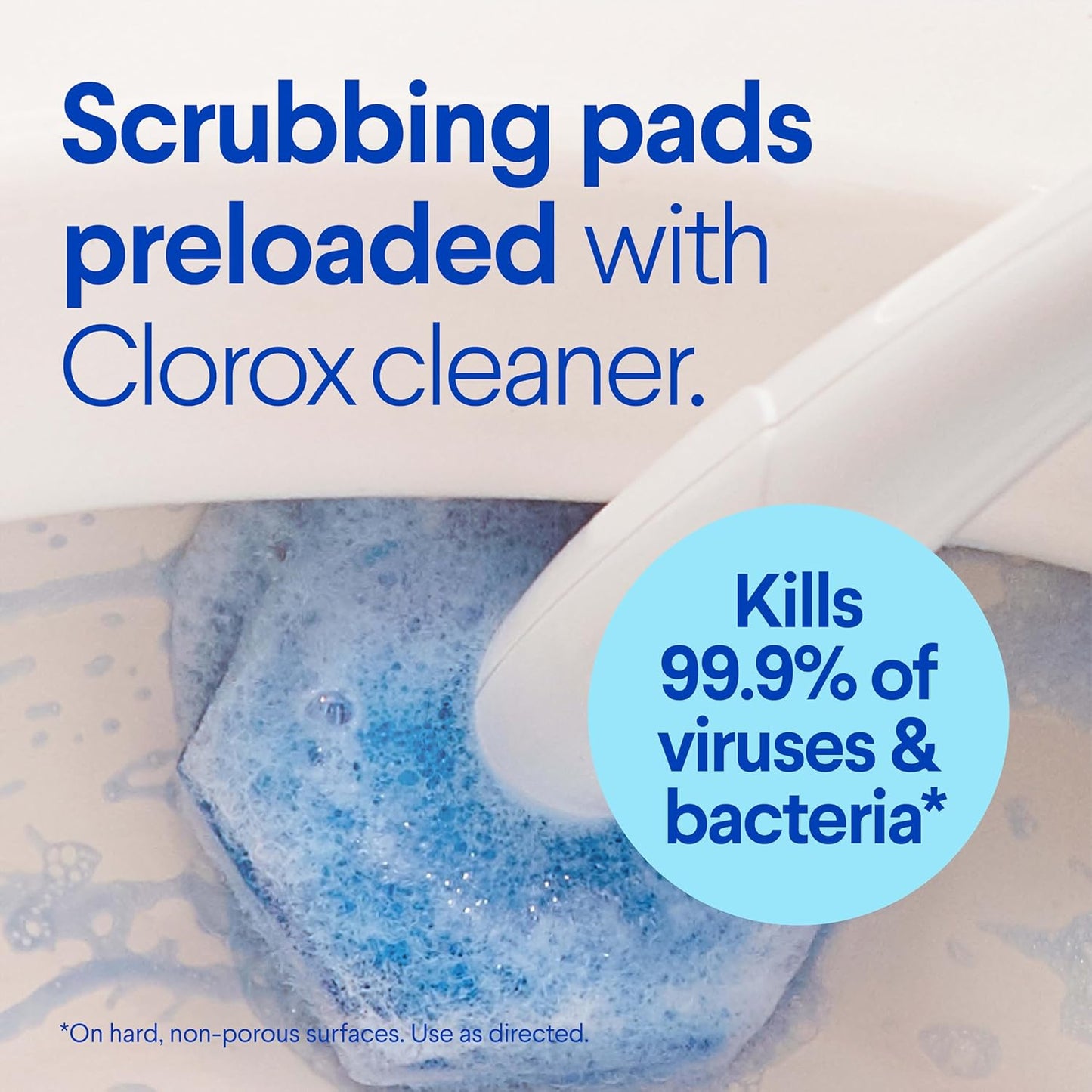 hexagonal pad geometry designed to reach under the toilet rim