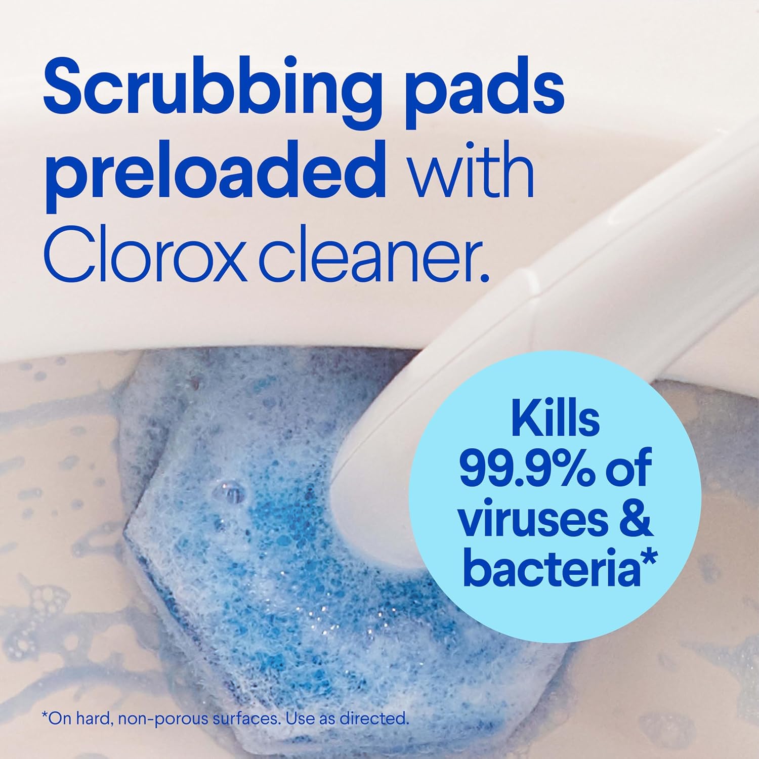 hexagonal pad geometry designed to reach under the toilet rim
