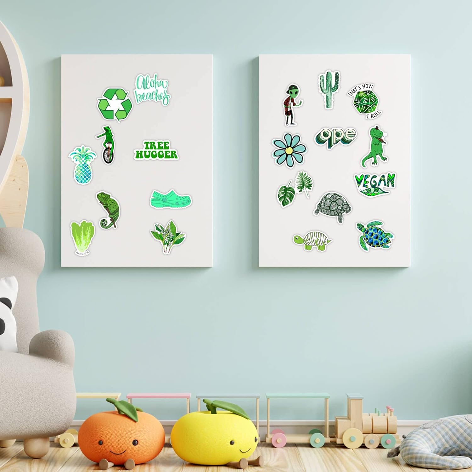 hexagonal shape and green color palette reinforcing the environmental theme