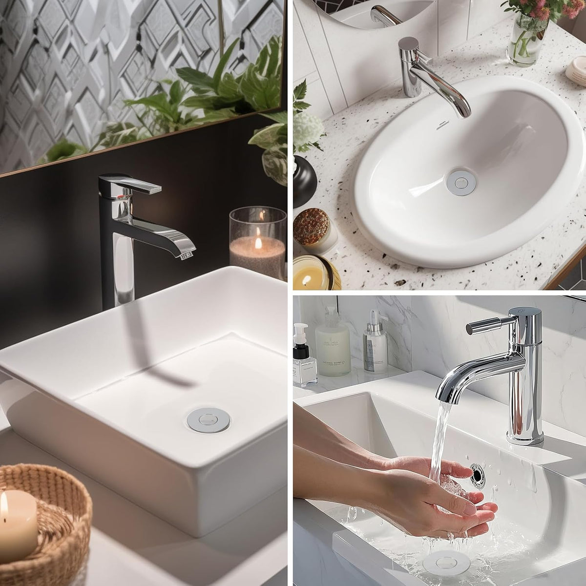 Hibbent Bathroom Sink Drain Strainer with Twist-Off Basket – Tool-Free Installation for Safer DIY Upgrades