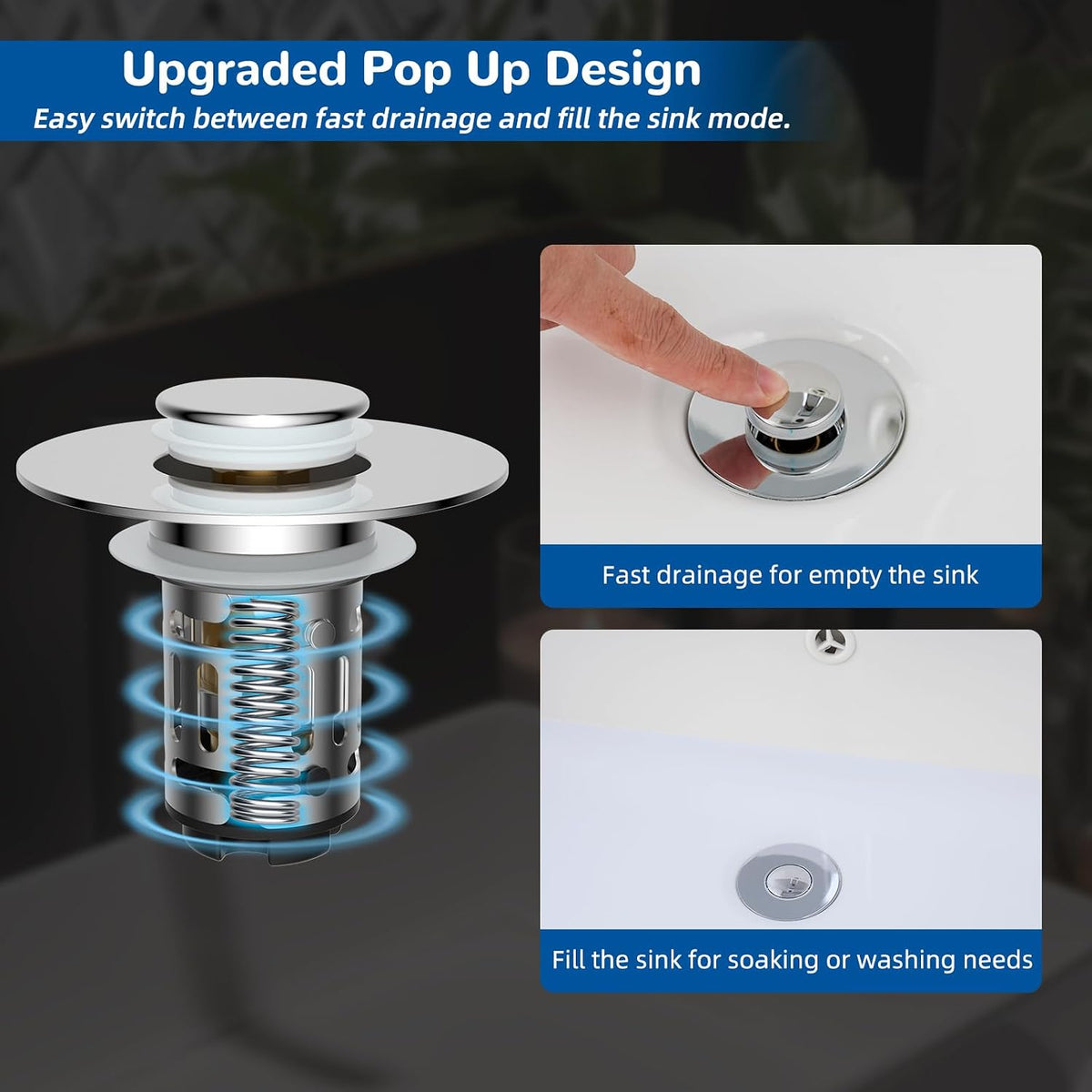 Hibbent Bathroom Sink Drain Strainer with Twist-Off Basket – Tool-Free Installation for Safer DIY Upgrades