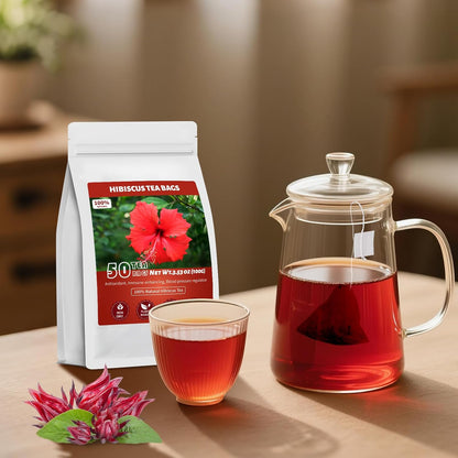 Hibiscus Tea Bags – Thoughtful Birthday Gift for Her, Wellness Tea Sampler in Elegant Pouch