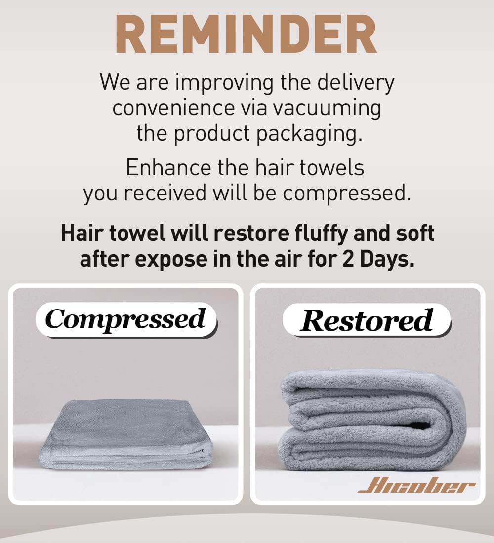 Hicober Microfiber Hair Towel Wrap – Post-Shower Self-Care Ritual for Curly and Long Hair, 3-Pack