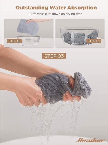 Hicober Microfiber Hair Towel Wrap – Post-Shower Self-Care Ritual for Curly and Long Hair, 3-Pack