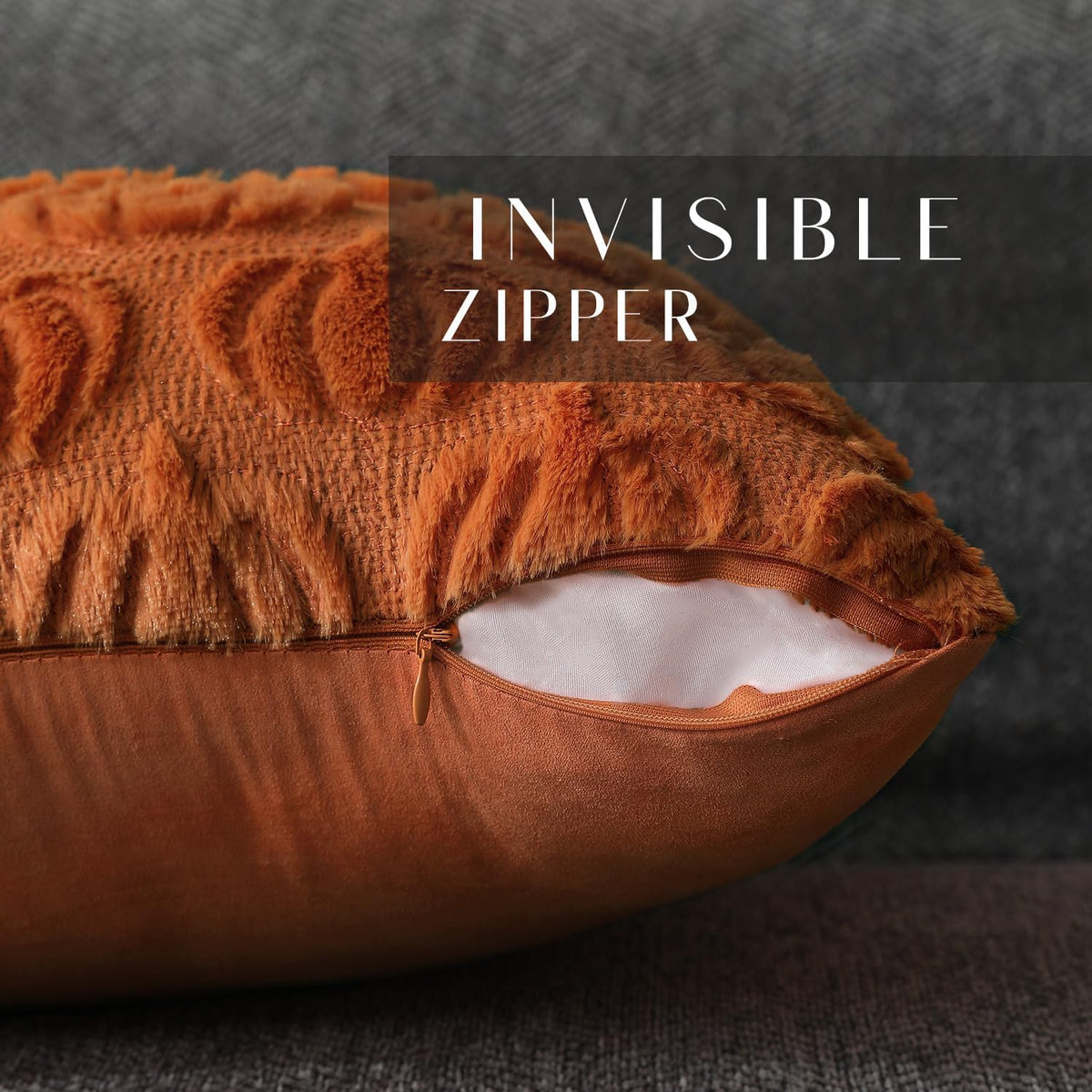 hidden color-matched zipper for a clean, elegant finished look