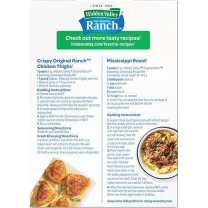 Hidden Valley Original Ranch Dry Mix 1-Ounce Packets – One-Step Meal Prep Shortcut for Pasta Salad, Tacos, and Lunch Boxes