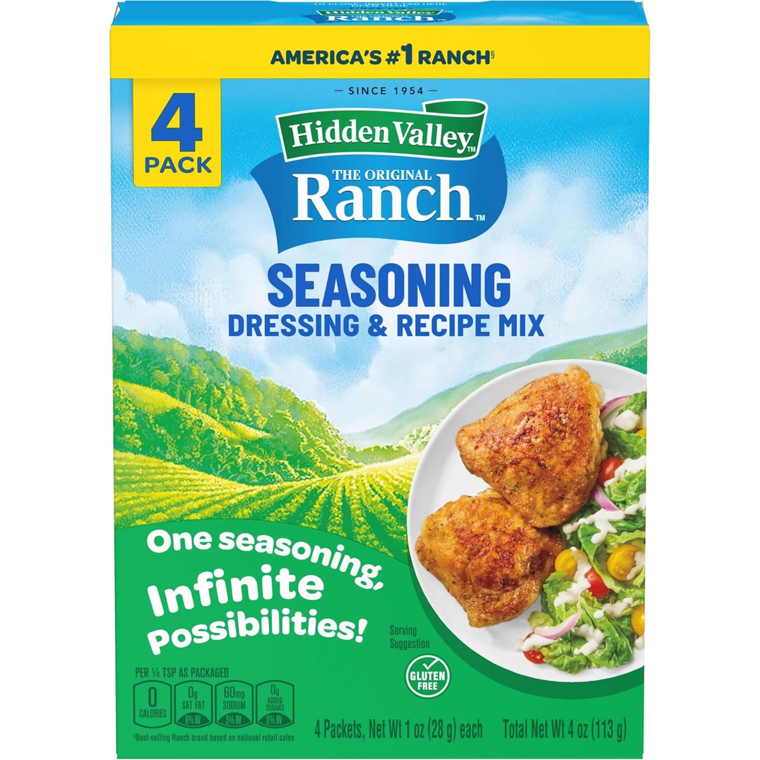 Hidden Valley Original Ranch Dry Mix 1-Ounce Packets – One-Step Meal Prep Shortcut for Pasta Salad, Tacos, and Lunch Boxes
