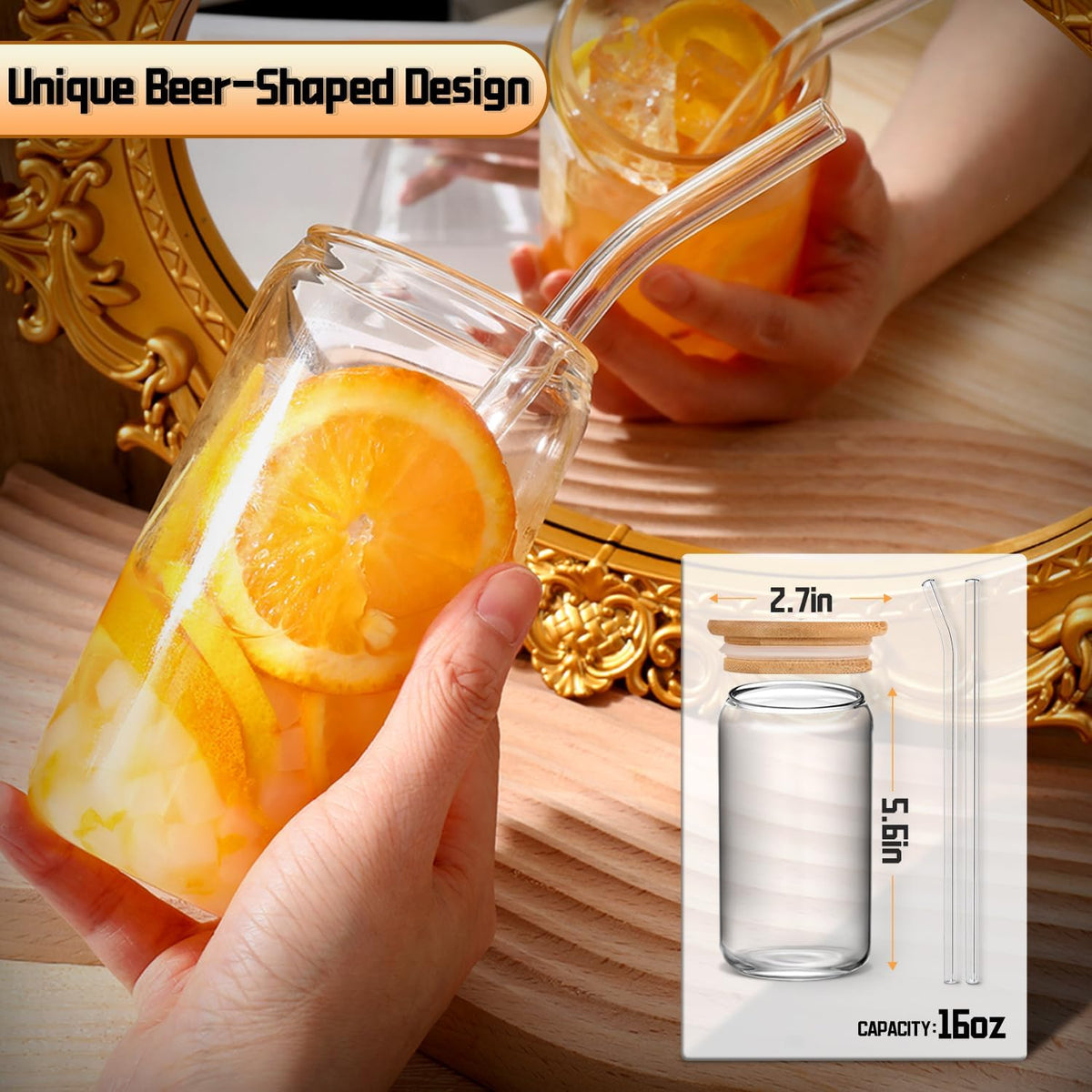 high borosilicate glass body, crystal clear and thickened for sturdiness