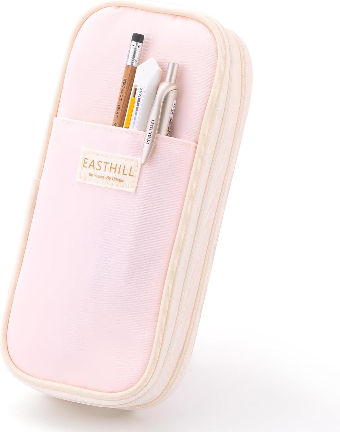 high-capacity interior holding 100+ pens plus rulers, stickers, and erasers