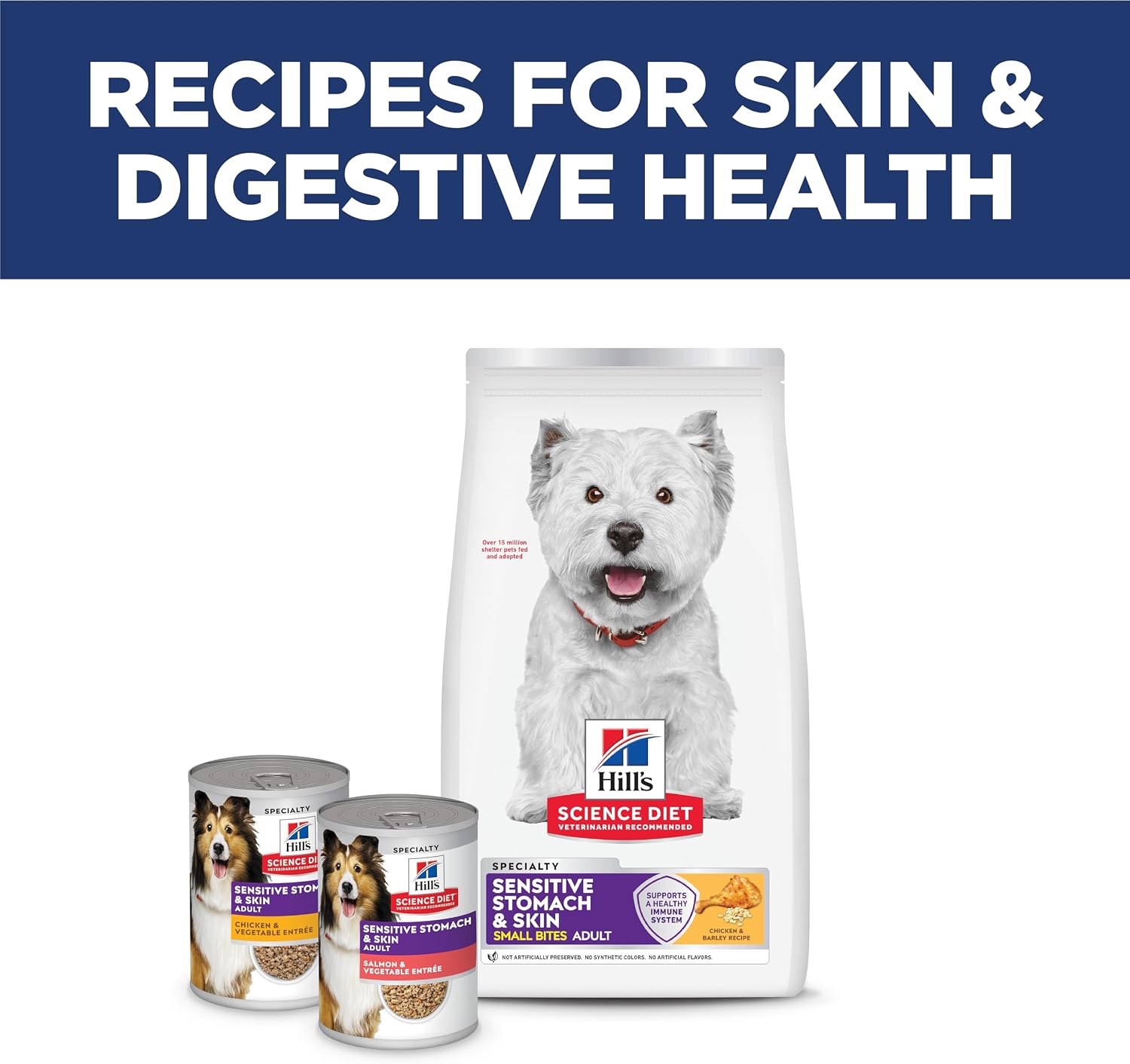 Hill's Science Diet Sensitive Stomach & Skin Small Bites Dry Dog Food – Trusted Vet-Formulated Recipe for Adult Small Breed Dogs, 4 lb Bag