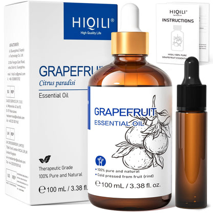 HIQILI 100 ml Grapefruit Essential Oil, for Diffuser, Skin Care, 100% Pure and Natural - 3.38 Fl Oz