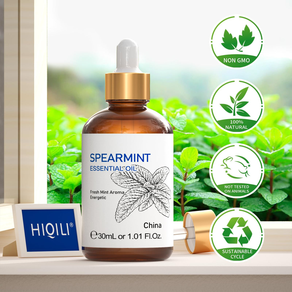 HIQILI Basil Essential Oil for Personal Care – Calming Herbal Aroma for Bath Time, Nightly Wind-Down and Mindfulness Routines, 3.38 fl.oz