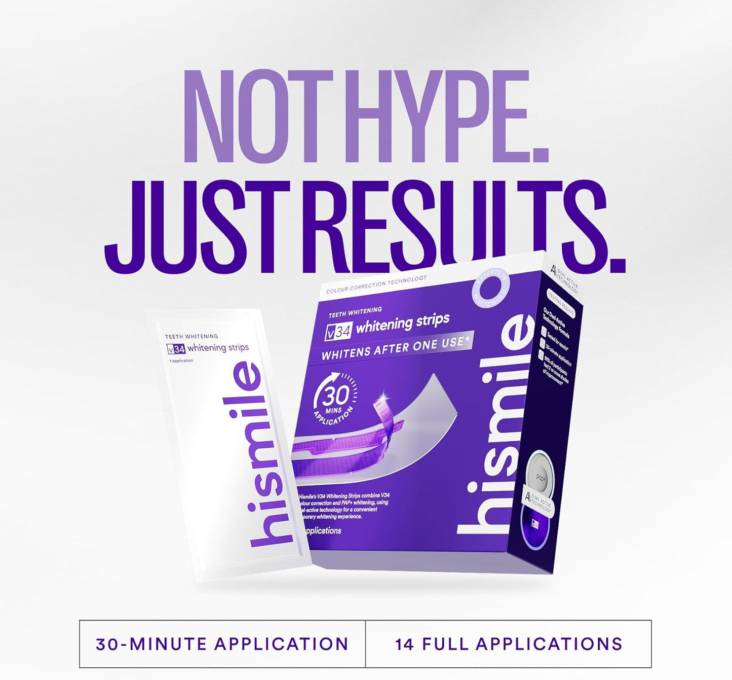 Hismile V34 Whitening Strips – Premium Peroxide-Free PAP+ Smile Treatment, 30-Minute In-Suite Whitening for Elevated Self-Care