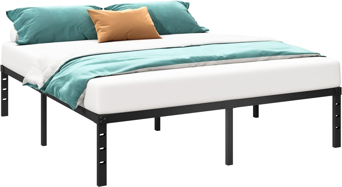 HLIPHA Metal Platform Bed Frame 16 Inch – Distraction Free Bed Frame for Remote Workers in a Compact Apartment, Easy Assembly