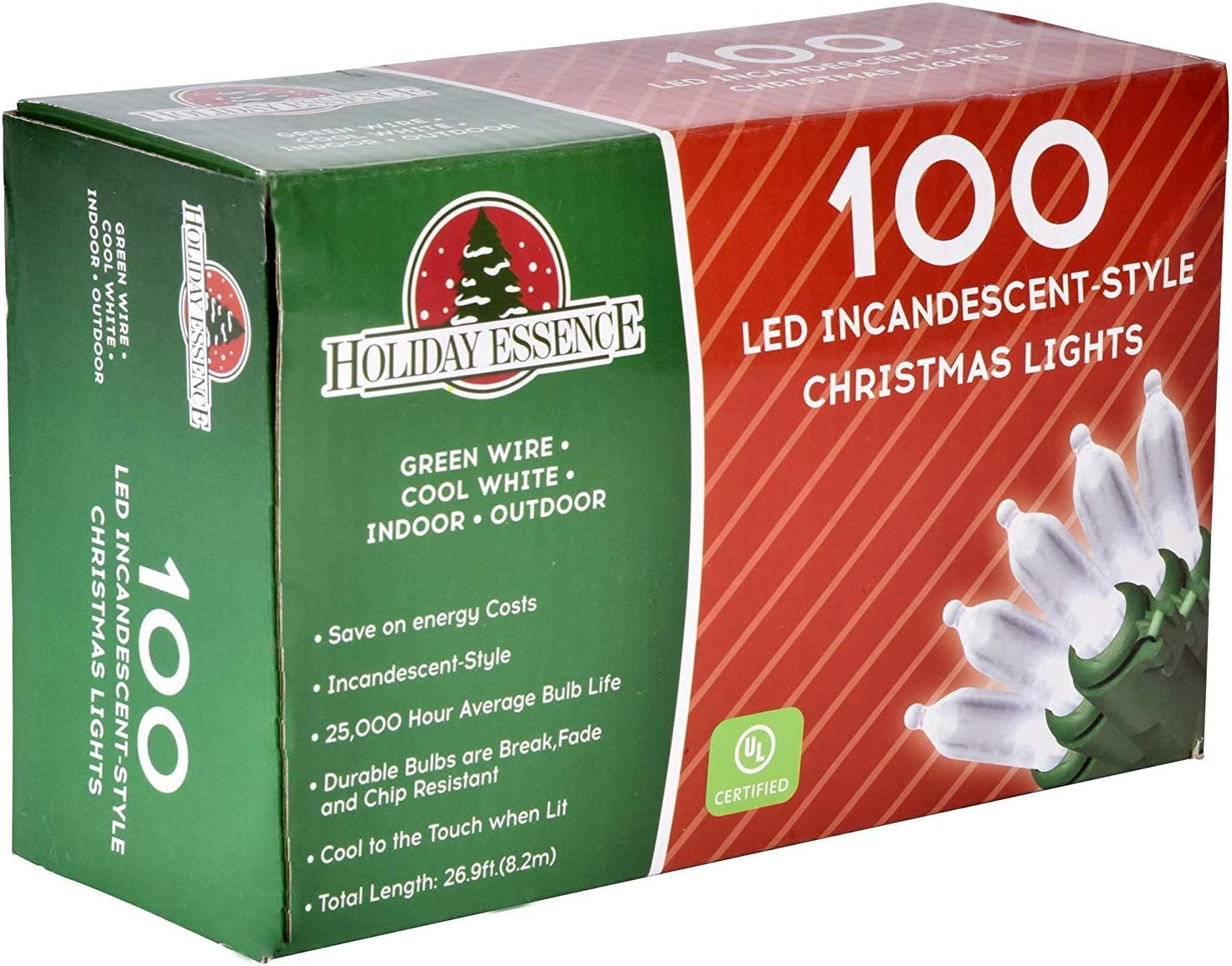 Holiday Essence Kid-Safe LED String Lights for Nursery and Playroom Glow, Cool-to-Touch 100 Bulbs Cool White
