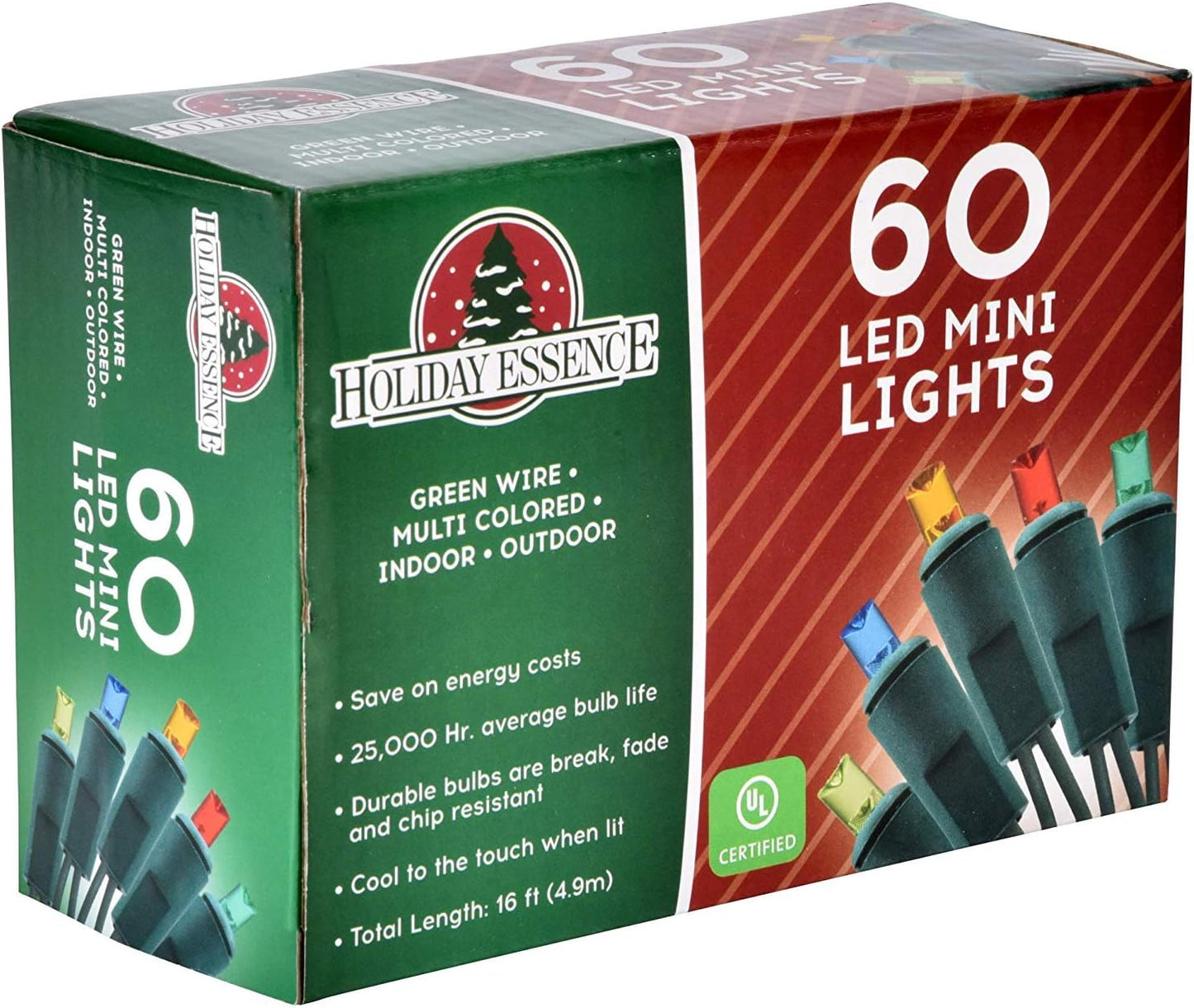 Holiday Essence Outdoor LED String Lights – Weatherproof Patio, Garden, and Fence Lighting, 16ft Connectable